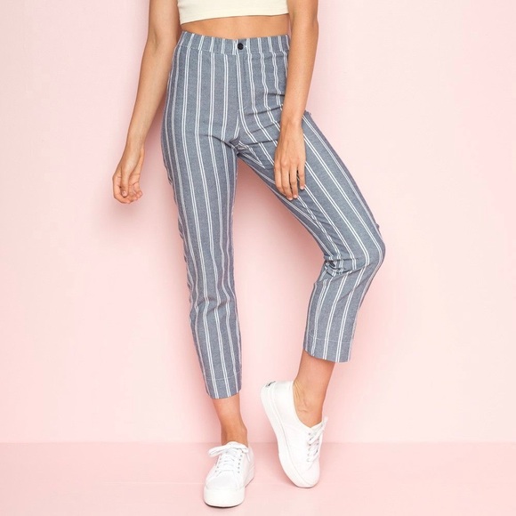 Brandy Melville Pants - Brandy Melville Gray White Striped Tilden Pants